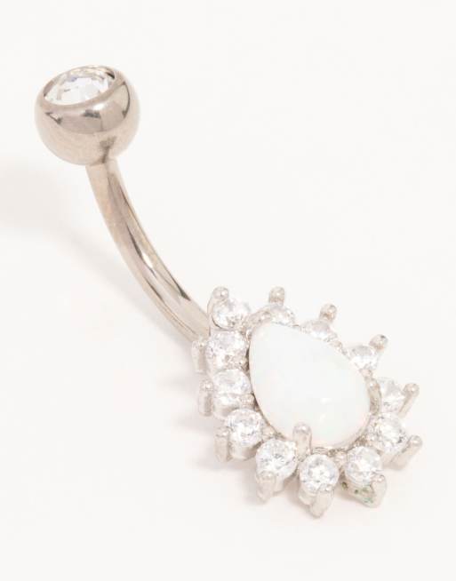 Lovisa - Titanium - Piercing da ombelico argento con opale iridescente
