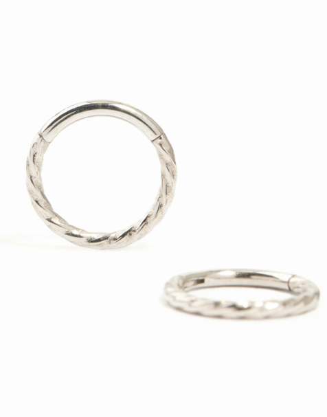 Lovisa Titanium twisted sleeper earrings 8 mm in silver - view 1