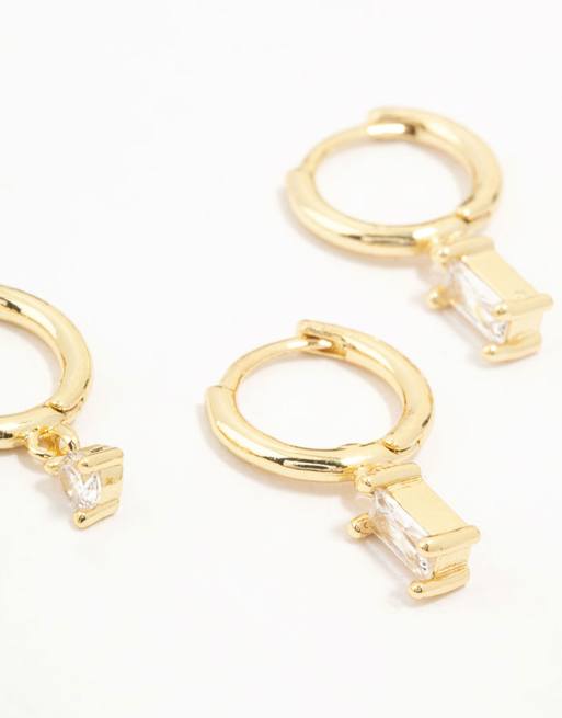 Lovisa - Vergoldete Creolen aus Messing mit Zirkonia im 4-Pack in Gold, 3 von 4