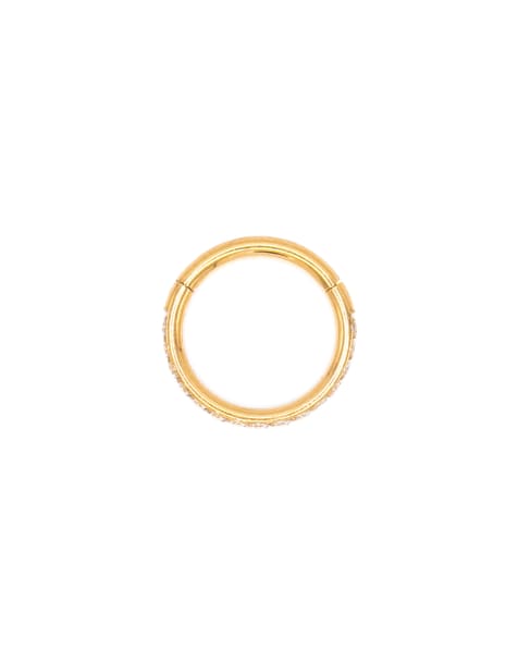 Lovisa – Vergoldeter Band-Ohrring mit Klickverschluss aus Titan mit zierlichen Pavé-Zirkoniasteinen - view 1