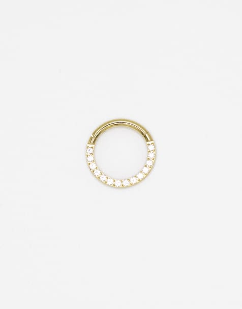 Lovisa – Vergoldeter Clicker-Ohrring aus Titan mit Zirkoniasteinen - view 1