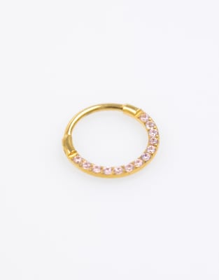 Lovisa - Vergoldeter Clickerohrring aus chirurgischem Stahl mit Zirkoniasteinen, 8 mm-Goldfarben