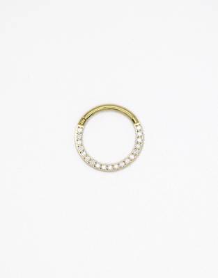 Lovisa - Vergoldeter Clickerohrring aus Titan mit Zirkoniasteinen, 10 mm-Goldfarben