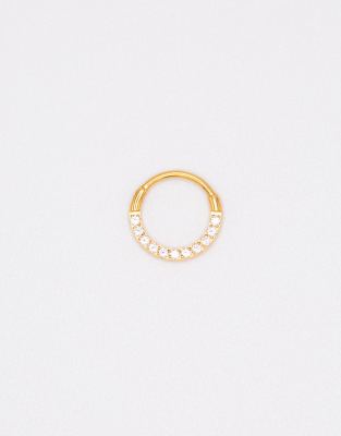 Lovisa - Vergoldeter Klapp-Ohrring aus Titan mit Zirkoniasteinen, 7 mm-Goldfarben