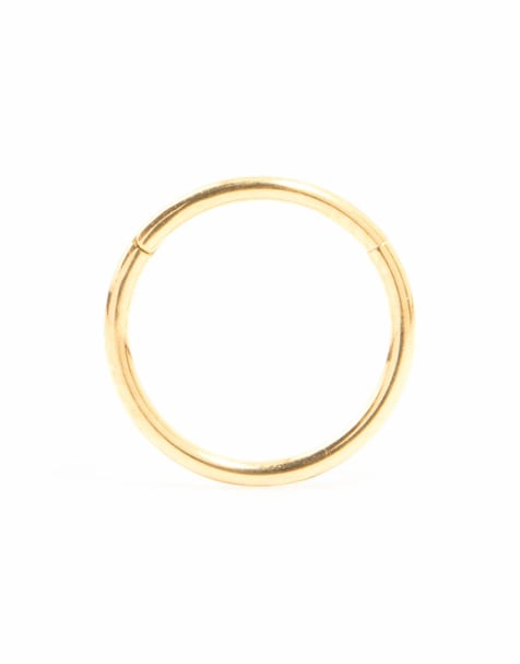 Lovisa – Vergoldeter, schmaler Clickerohrring aus Titan, 8 mm - view 1