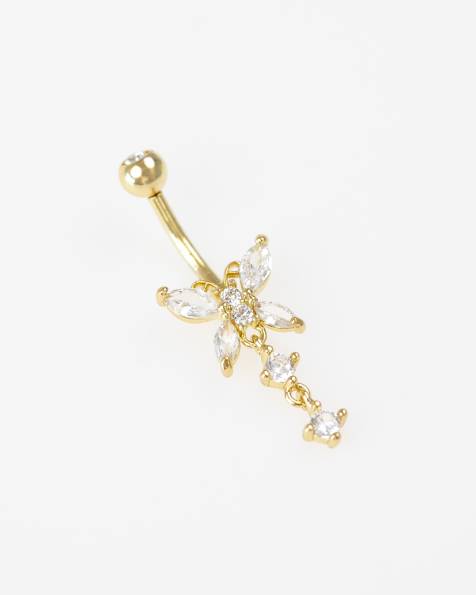 Lovisa – Vergoldetes Bauchnabelpiercing aus Chirurgenstahl mit Glaskristall-Verzierung - view 1