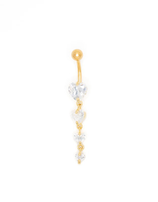 Lovisa - Vergoldetes Bauchnabelpiercing aus Chirurgenstahl mit Herz-Verzierung-Goldfarben