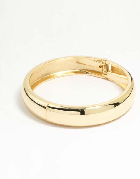 Lovisa - Vergulde gladde armband met scharnier in goud - view 1