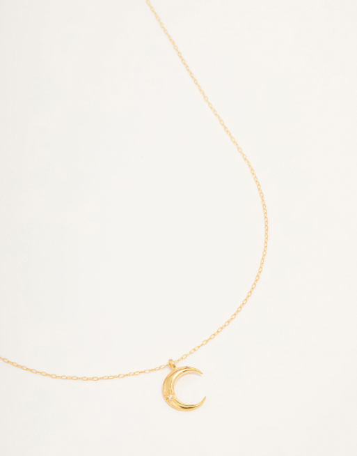 Lovisa - Vergulde ketting van echt zilver met halve maanhanger in goud