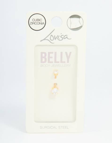 Lovisa - Vergulde mini en medium navelpiercing van chirurgisch staal met zirkonia in goud - view 1