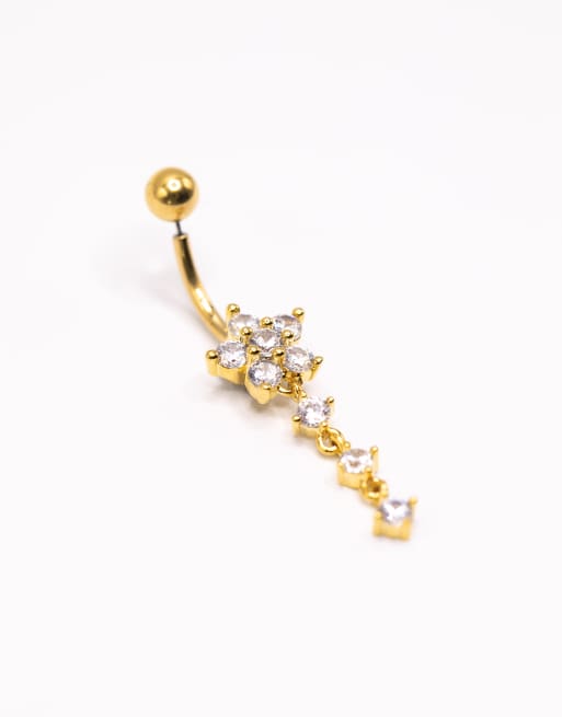 Lovisa - Vergulde navelpiercing van titanium met zirkonia bloem in goud , 2 van 3