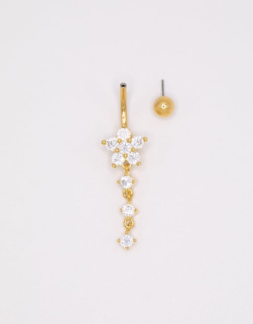 Lovisa - Vergulde navelpiercing van titanium met zirkonia bloem in goud , 3 van 3