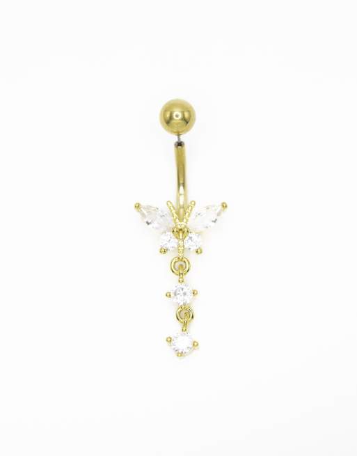 Lovisa - Vergulde navelpiercing van titanium met zirkonia hangertje in goud