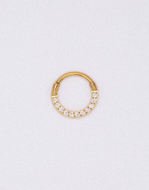 Lovisa - Vergulde oorbellen met zirkonia van 7 mm met kliksluiting in goud - view 1