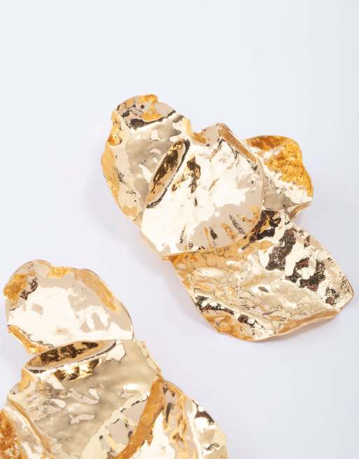Lovisa - Vergulde statement oorbellen met halve bloem in goud, 3 van 4