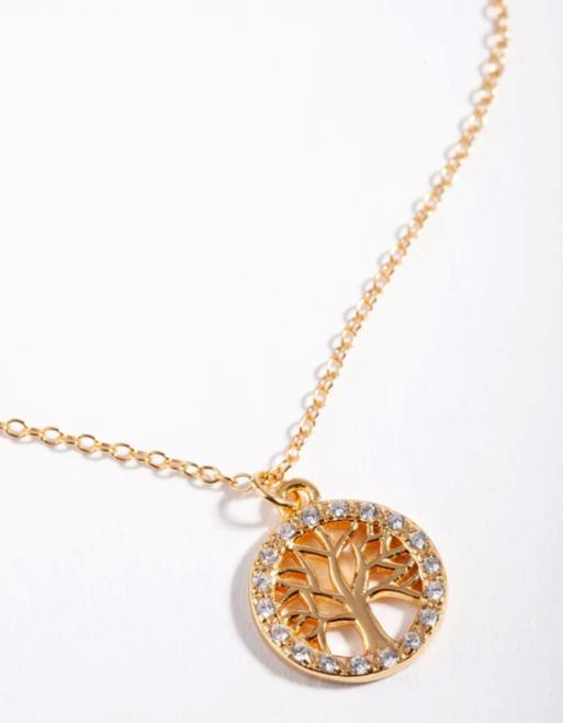 Lovisa - Vergulde sterling zilveren ketting met Tree of Life met zirkonia in goud