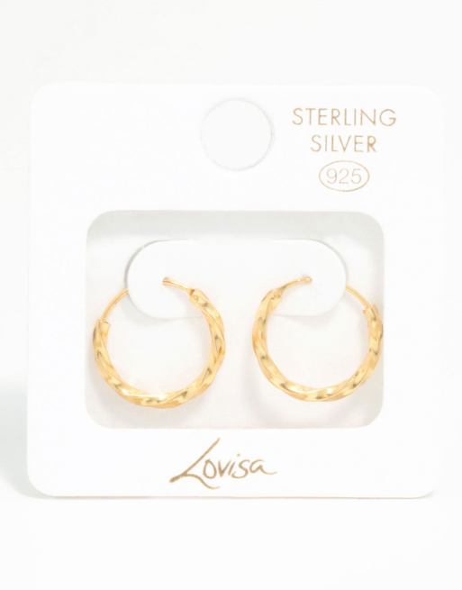 Lovisa - Vergulde zilveren gedraaide oorringen van 15mm in goud, 2 van 4