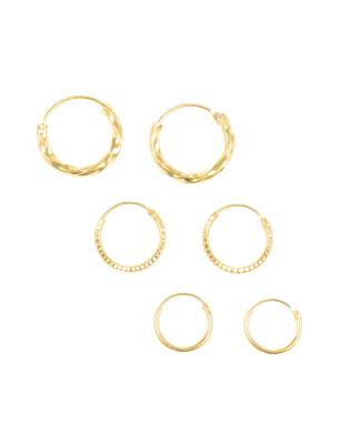 Lovisa - Verschieden strukturiertes Creolen-Pack aus vergoldetem Sterlingsilber-Goldfarben