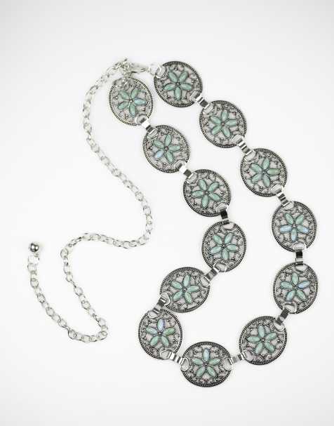 Lovisa - Verzilverde boho-riem met bloemen in zilver - view 1