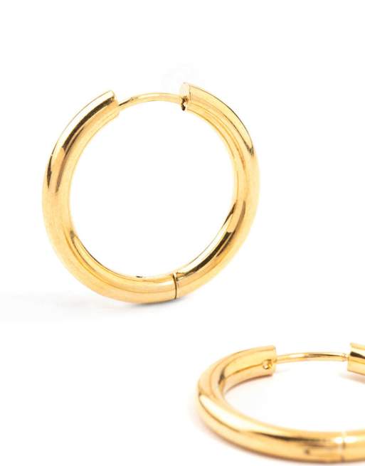 Lovisa wasserfeste, goldbeschichtete Edelstahl-Clicker-Creolen 24 mm in Gold, 2 von 3