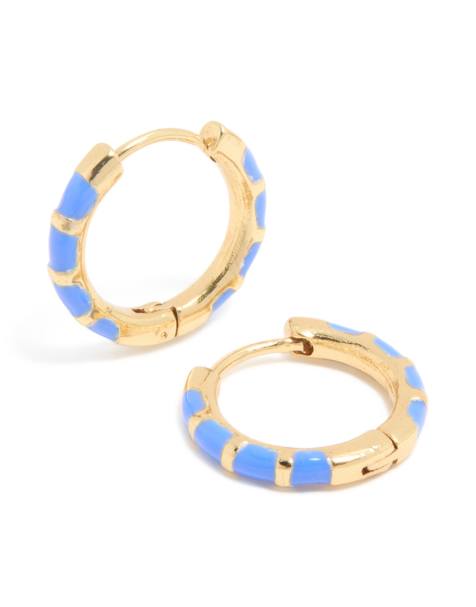 Lovisa - Waterbestendige huggie oorbellen van verguld roestvrij staal met blauw emaille in goud - view 1