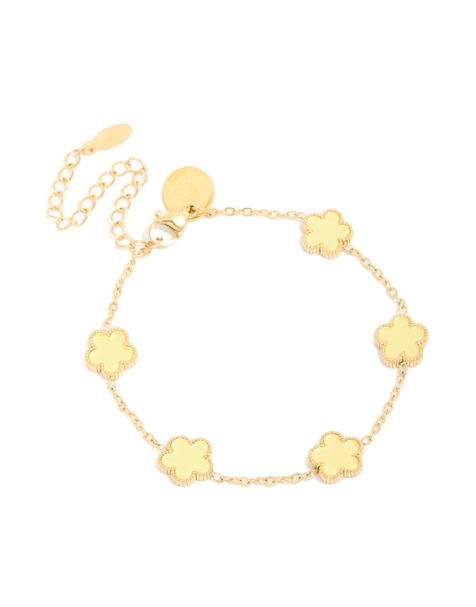 Lovisa Waterproof gold plated stainless steel butter yellow flowers charm bracelet in gold - view 1