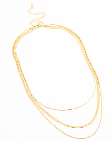Lovisa Waterproof gold plated stainless steel chain layered necklace in gold - view 1