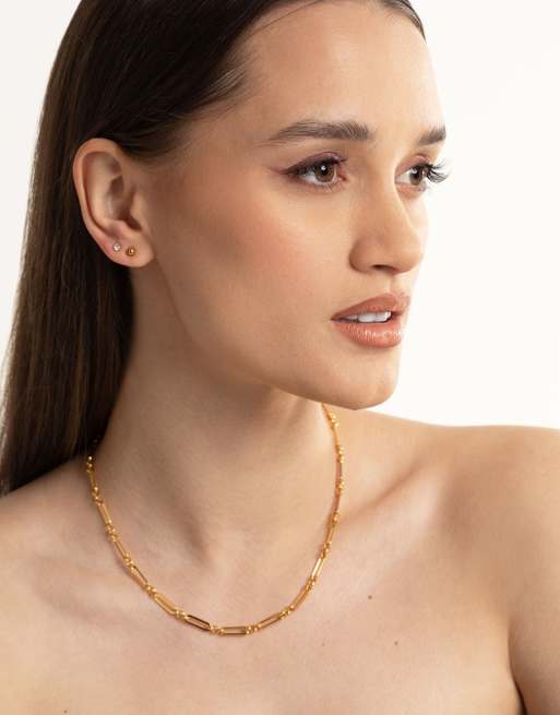 Lovisa Waterproof gold plated stainless steel cubic zirconia plain stud earrings pack in gold, 4 of 4