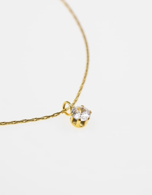 Lovisa waterproof gold plated stainless steel diamante necklace in gold , 3 of 3