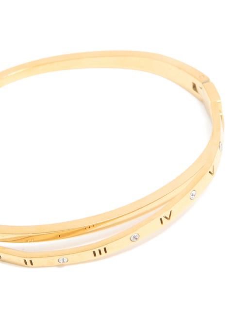 Lovisa Waterproof gold plated stainless steel diamante roman numeral hinged bangle in gold, 2 of 5