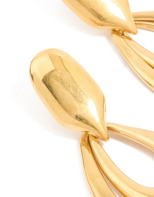 Lovisa Waterproof gold plated stainless steel double doorknocker earrings in gold, 2 of 5