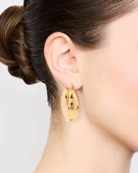 Lovisa Waterproof gold plated stainless steel large hoop earrings in gold - view 1
