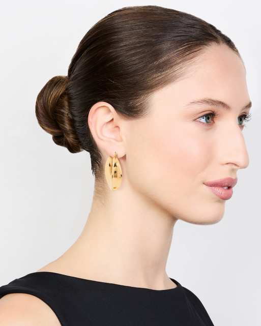 Lovisa Waterproof gold plated stainless steel large hoop earrings in gold, 3 of 3