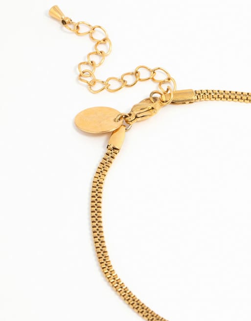 Lovisa Waterproof gold plated stainless steel mixed snake chain anklets 2-pack in gold, 2 of 3