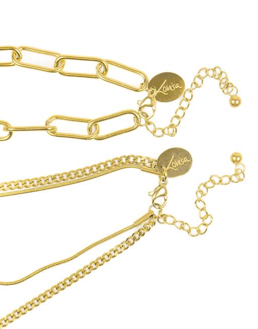 Lovisa Waterproof gold plated stainless steel pearl pendant statement layered necklace in gold , 3 of 3