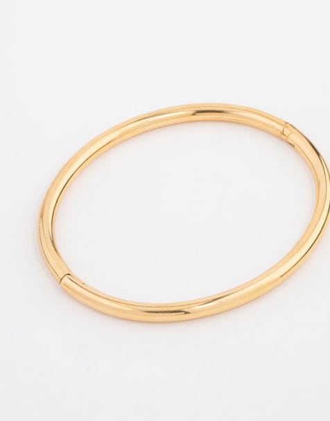 Lovisa Waterproof gold plated stainless steel simple hinge bracelet in gold - view 1