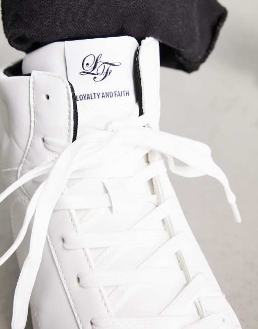 Loyalty and Faith hi-top sneakers in white with black lining, 2 of 4