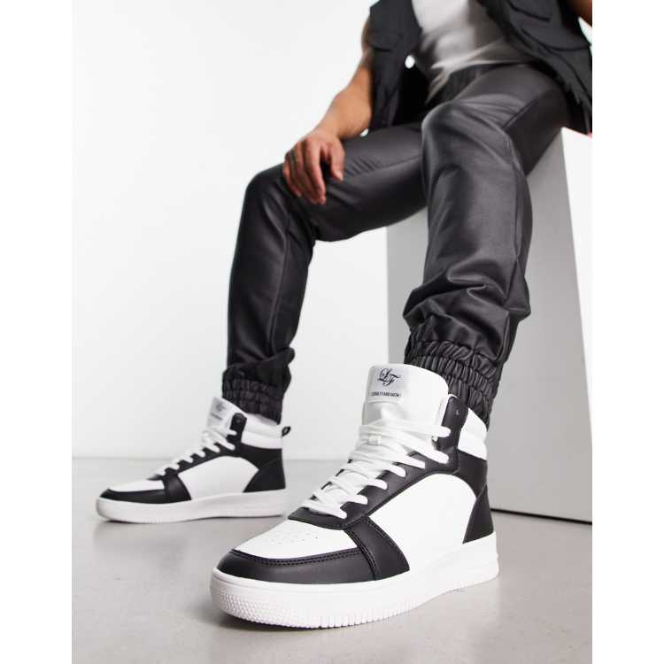 Mens black best sale mid top trainers