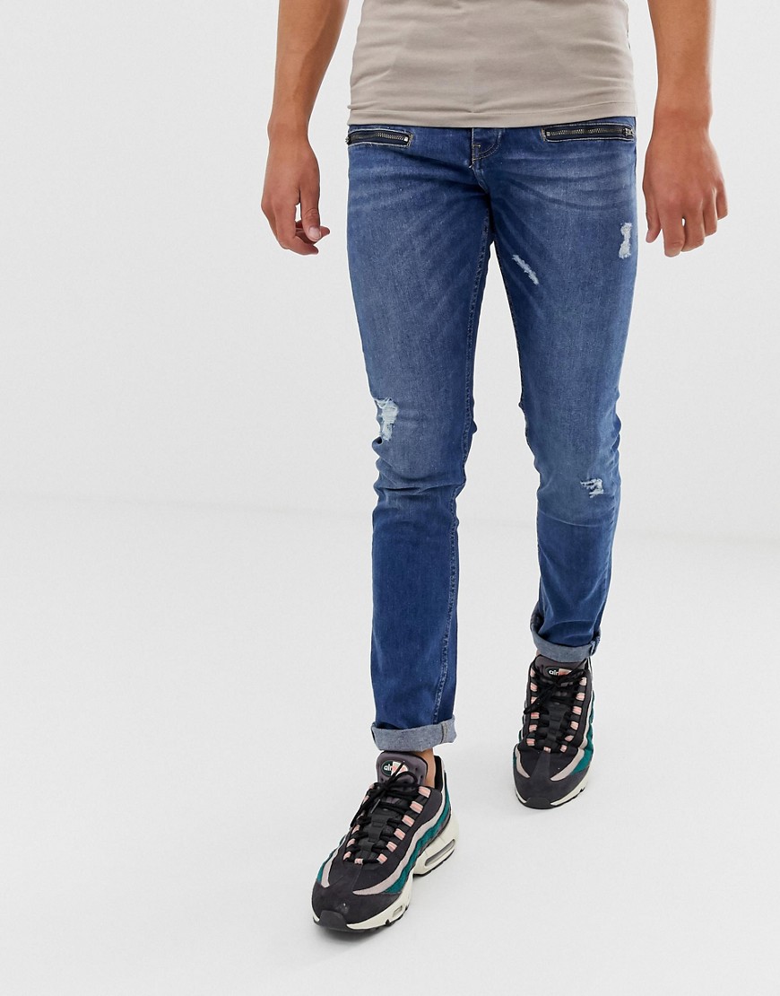 Loyalty and Faith letforvaskede skinnyfit jeans-Blå