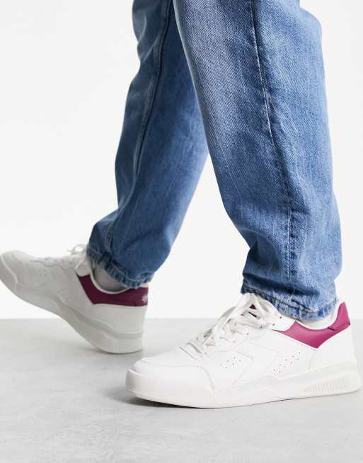 Loyalty and Faith retro basket trainers in white/teal/pink