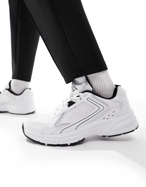 Loyalty and Faith retro runner trainers in white and silver