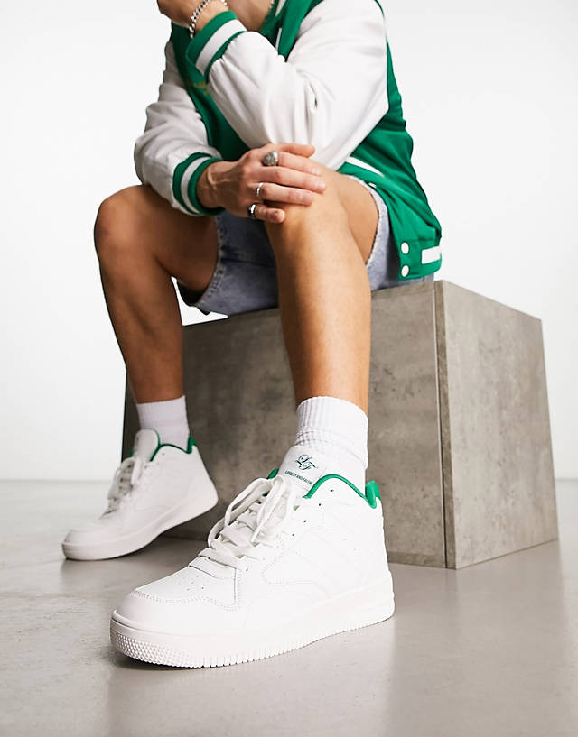 Loyalty & Faith - contrast stitch trainers in white/green
