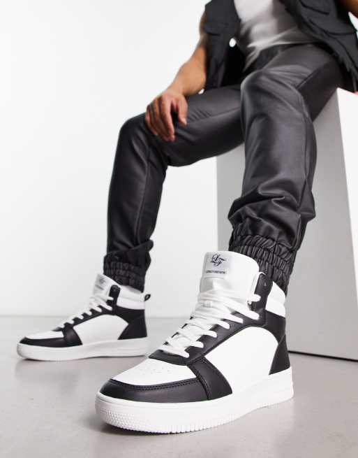 Black and shop white high tops