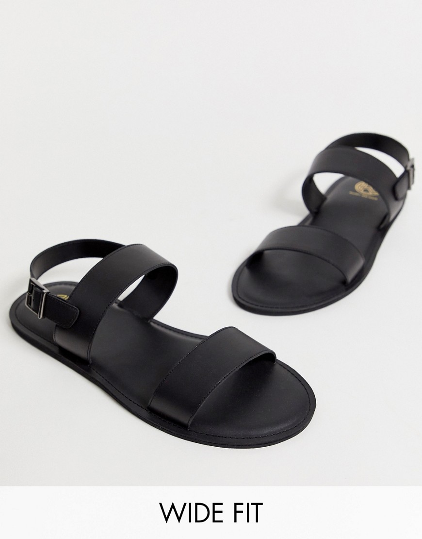 Løstsiddende sandal med spænde i sort skind fra KG by Kurt Geiger