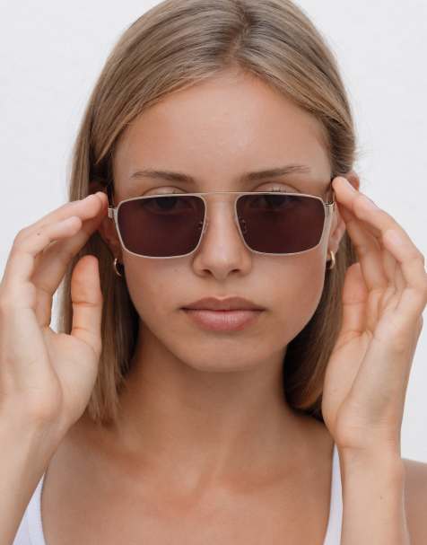 Lu Goldie – Billie – Eckige Pilotensonnenbrille in Kastanienbraun - view 1