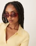 [Lu Goldie] Lu Goldie Cali slim rectangle sunglasses in ruby-Red No Size RED