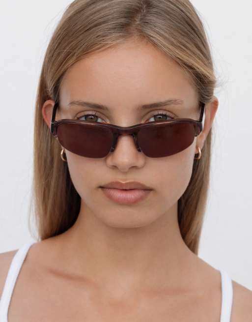Lu Goldie Gia racer style sunglasses in coffee, 2 of 5
