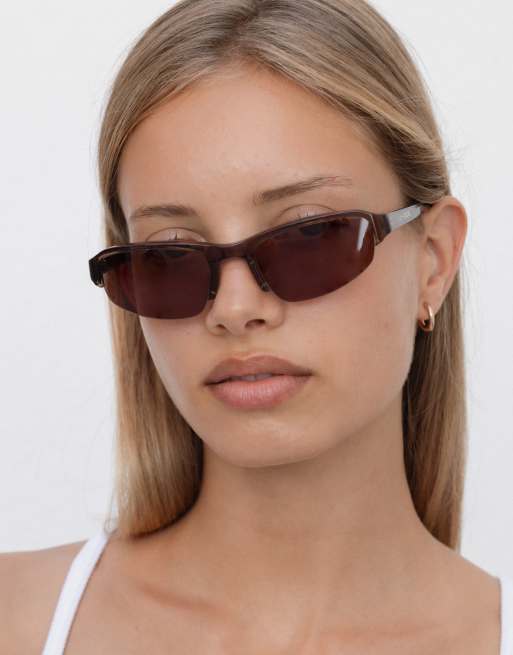 Lu Goldie Gia racer style sunglasses in coffee, 3 of 5