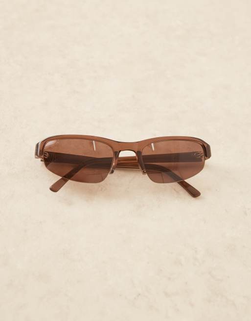 Lu Goldie Gia racer style sunglasses in coffee, 4 of 5