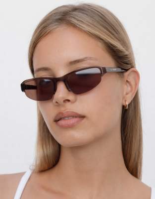 Lu Goldie - Gia - Sonnenbrille im Racer-Stil in Kaffeebraun